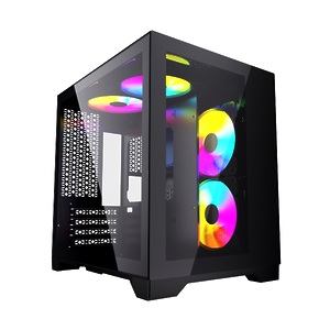 Корпус Powercase Vision Micro, Black, Tempered Glass, 4х 120mm 5-color fan,чёрный, mATX